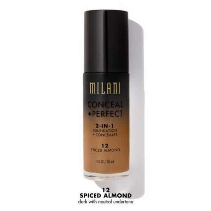 Milani Conceal + Perfect 2-In-1 Foundation + Concealer - 12 Spiced Almond - Matte Foundation - Original Cosmetics Nigeria - Original Milani Products - Lagos - Abuja - Port Harcourt